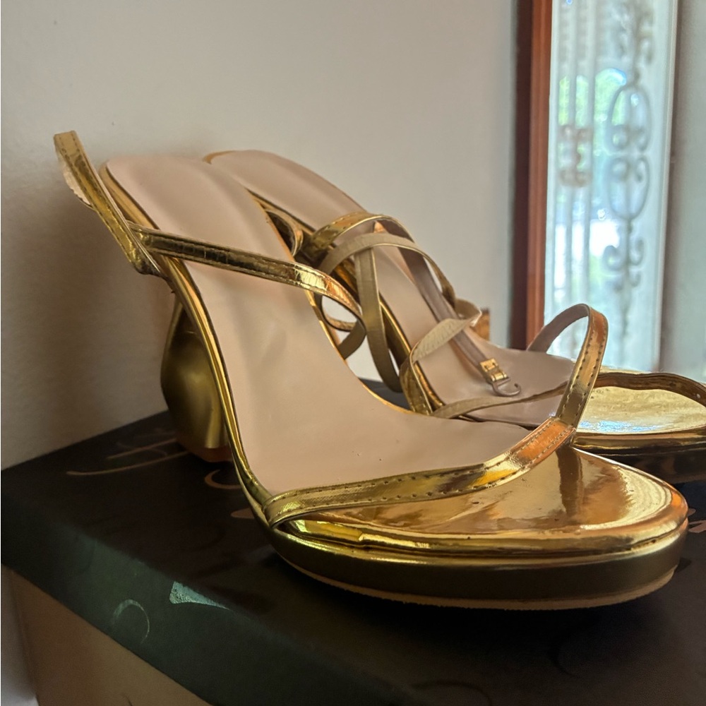 Elegant Gold Strappy Heels